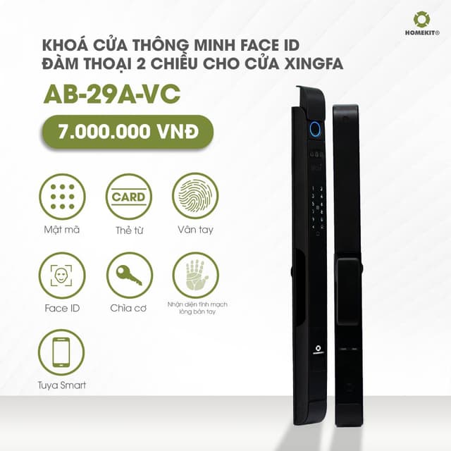 Khoá cửa nhận diện khuôn mặt cho cửa nhôm Xingfa AB-29A-VC